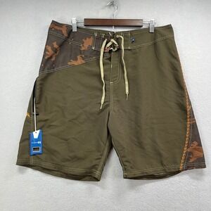 Hobie Custom Board Shorts Men 36 Olive Camo Surf Beach Swim Trunks Bottle Opener